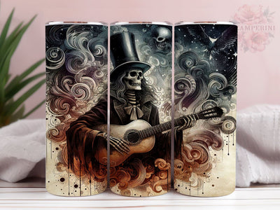 Skeleton Guitar 20oz Tumbler Wrap PNG, Rockstar Tumbler Png, Straight & Tapered Tumbler Wrap, Instant Digital Download Sublimation Li Zamperini 