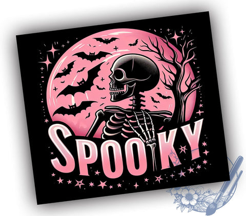 Skeleton Halloween 20oz Skinny Tumbler, Spooky Tumbler Png, Straight & Tapered Tumbler Wrap, Instant Digital Download Sublimation ToriDesigns 