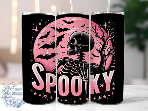 Skeleton Halloween 20oz Skinny Tumbler, Spooky Tumbler Png, Straight & Tapered Tumbler Wrap, Instant Digital Download Sublimation ToriDesigns 