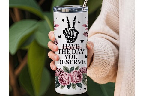 Skeleton Hand Floral 20oz Tumbler Wrap Sublimation DesignSVG 