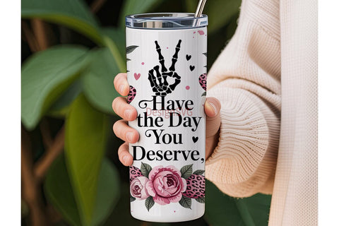 Skeleton Hand Floral 20oz Tumbler Wrap Sublimation DesignSVG 