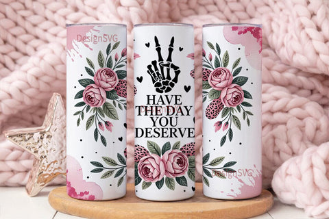 Skeleton Hand Floral 20oz Tumbler Wrap Sublimation DesignSVG 