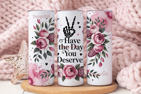 Skeleton Hand Floral 20oz Tumbler Wrap Sublimation DesignSVG 