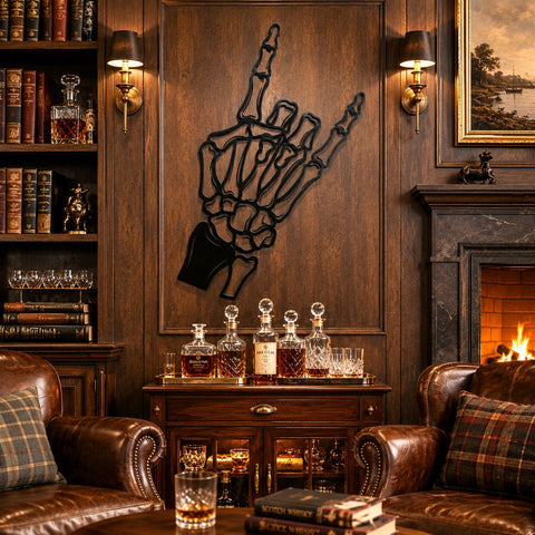 Skeleton Hand Laser SVG | Devil Horns Skeleton Hand DXF | Rock On Hand Sign Cut File | Metal Wall Art Svg | CNC Plasma Laser Cut File SVG HappyDesignStudio 