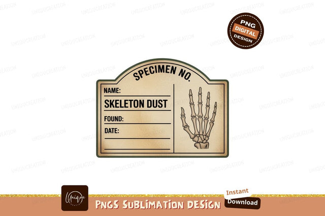 Skeleton hand specimen label dust Sublimation Designangry 