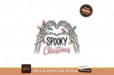 Skeleton hands heart Christmas lights image Sublimation Designangry 