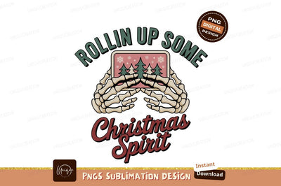 Skeleton hands holding Christmas trees spirit Sublimation Designangry 