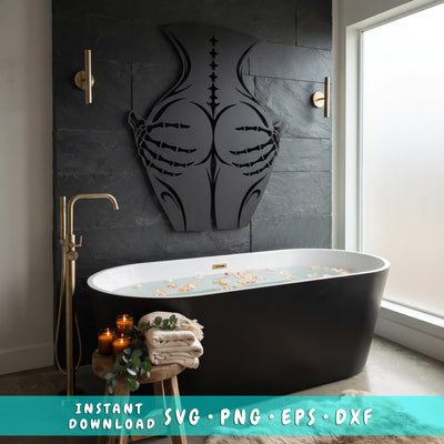 Skeleton Hands on Butt Laser SVG | Gothic Bathroom Wall Art DXF | Sexy Skeleton Metal Wall Decor | Plasma CNC Laser Cut File | Halloween Svg SVG HappyDesignStudio 