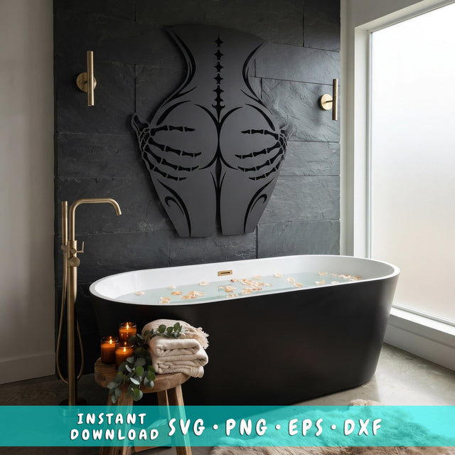 Skeleton Hands on Butt Laser SVG | Gothic Bathroom Wall Art DXF | Sexy Skeleton Metal Wall Decor | Plasma CNC Laser Cut File | Halloween Svg SVG HappyDesignStudio 