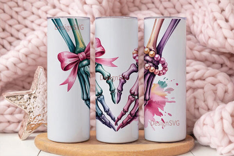 Skeleton Heart Hands 20oz Tumbler Wrap Sublimation DesignSVG 