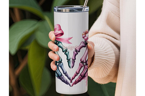 Skeleton Heart Hands 20oz Tumbler Wrap Sublimation DesignSVG 