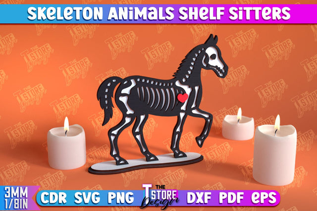 Skeleton Horse Shelf Sitters | Halloween Skeleton | Little Monsters | CNC File SVG The T Store Design 