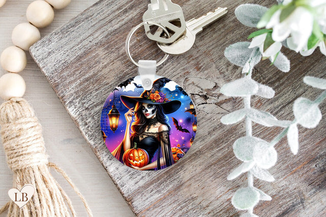 Skeleton Keychain Sublimation, Witch Key Ring PNG Sublimation BijouBay 