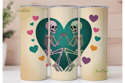 Skeleton Love 20oz Tumbler Wrap Sublimation PixelChick 