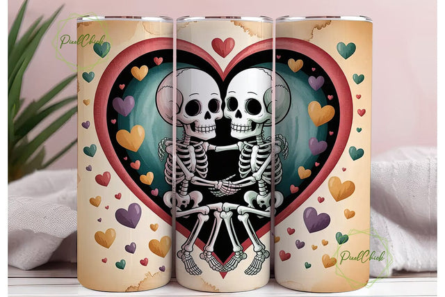 Skeleton Love 20oz Tumbler Wrap Sublimation PixelChick 