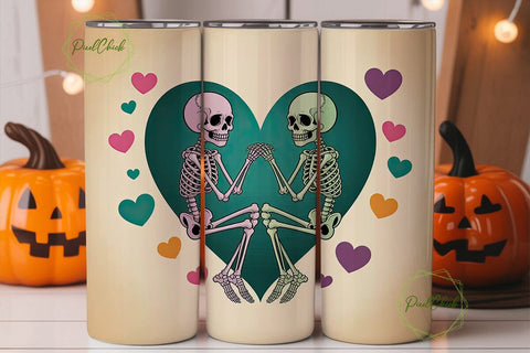 Skeleton Love 20oz Tumbler Wrap Sublimation PixelChick 