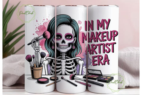 Skeleton Makeup Artist 20oz Tumbler Sublimation PixelChick 