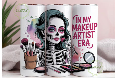 Skeleton Makeup Artist 20oz Tumbler Sublimation PixelChick 