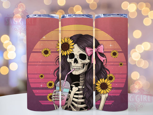Skeleton Mom Gothic Coffee Tumbler Wrap, Coffee Lover Wrap, Sunflower Sublimation, Gothic Coffee Cup, Spooky Mom Mug, Halloween Coffee Design, Dark Aesthetic Tumbler Sublimation SvggirlplusArt 