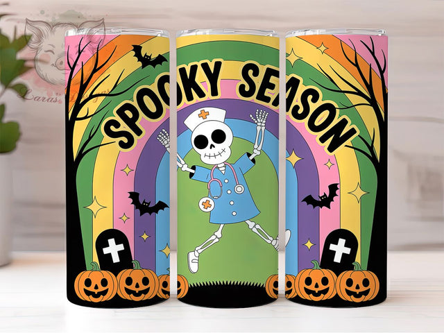 Skeleton Nurse Halloween Tumbler Wrap, Halloween Nurse Wrap, Spooky Season PNG, 20OZ Sublimation Design, Creepy Cute Nurse, Medical Halloween Cup, Skeleton Sublimation Wrap Sublimation Lara' s Designs 