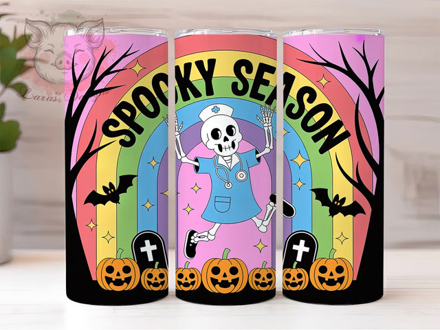 Skeleton Nurse Halloween Tumbler Wrap, Halloween Nurse Wrap, Spooky Season PNG, 20OZ Sublimation Design, Creepy Cute Nurse, Medical Halloween Cup, Skeleton Sublimation Wrap Sublimation Lara' s Designs 