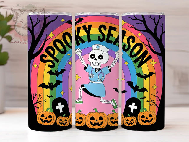 Skeleton Nurse Halloween Tumbler Wrap, Halloween Nurse Wrap, Spooky Season PNG, 20OZ Sublimation Design, Creepy Cute Nurse, Medical Halloween Cup, Skeleton Sublimation Wrap Sublimation Lara' s Designs 
