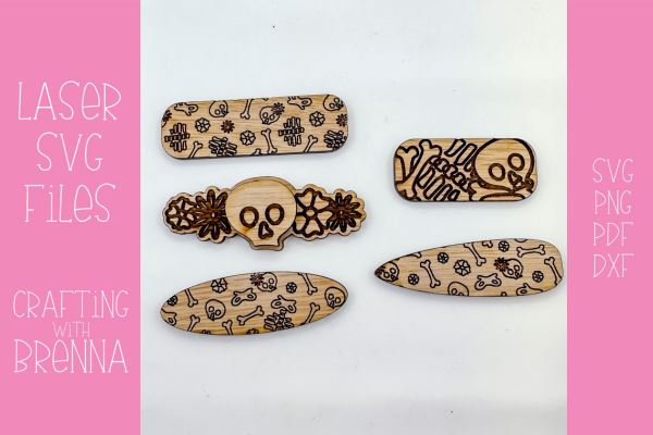 Skeleton Pattern Hair Clip Laser SVG File SVG Crafting With Brenna 