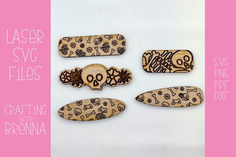 Skeleton Pattern Hair Clip Laser SVG File SVG Crafting With Brenna 