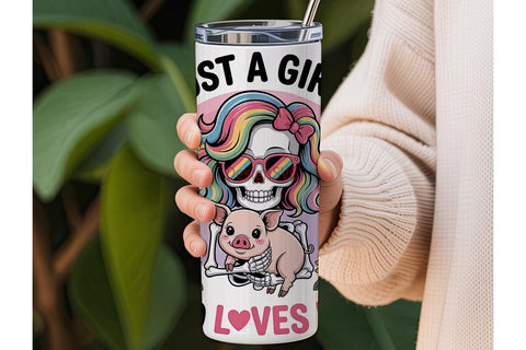 Skeleton Pig Lover 20oz Tumbler Wrap Sublimation DesignSVG 