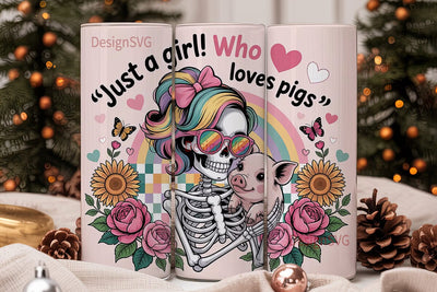 Skeleton Pig Lover 20oz Tumbler Wrap Sublimation DesignSVG 