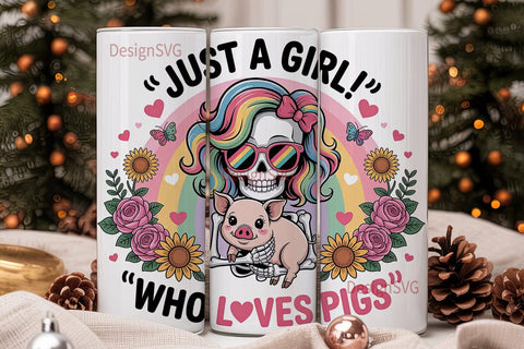 Skeleton Pig Lover 20oz Tumbler Wrap Sublimation DesignSVG 