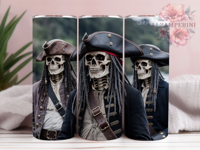 Skeleton Pirate Skull Nautical Tumbler, Gothic Pirate Wrap, 20oz Sublimation PNG, Haunted Nautical Design, Dark Fantasy Cup Art, Pirate Skull Tumbler, Ghost Ship Wrap Sublimation Li Zamperini 