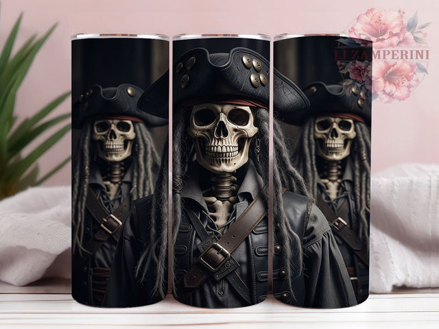 Skeleton Pirate Skull Nautical Tumbler, Gothic Pirate Wrap, 20oz Sublimation PNG, Haunted Nautical Design, Dark Fantasy Cup Art, Pirate Skull Tumbler, Ghost Ship Wrap Sublimation Li Zamperini 