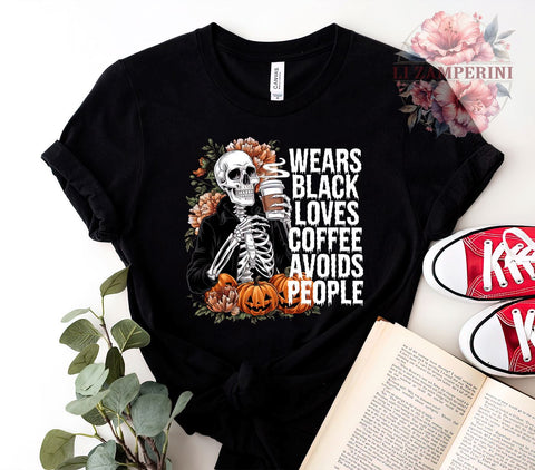 Skeleton PNG, Coffee Lover, Digital Download, Sublimation Art, Avoids People, Halloween Graphics, Dark Aesthetic, Quirky Design Sublimation Li Zamperini 