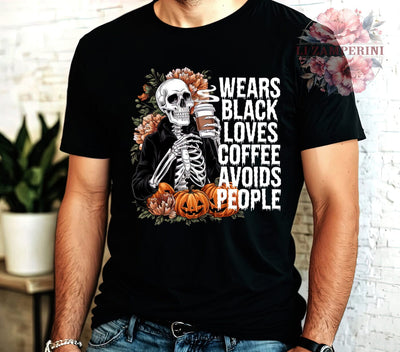 Skeleton PNG, Coffee Lover, Digital Download, Sublimation Art, Avoids People, Halloween Graphics, Dark Aesthetic, Quirky Design Sublimation Li Zamperini 