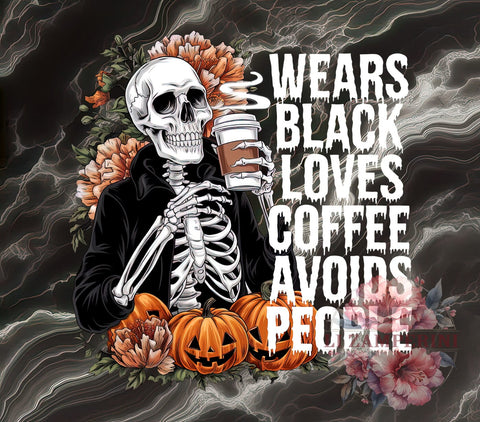 Skeleton PNG, Coffee Lover, Digital Download, Sublimation Art, Avoids People, Halloween Graphics, Dark Aesthetic, Quirky Design Sublimation Li Zamperini 