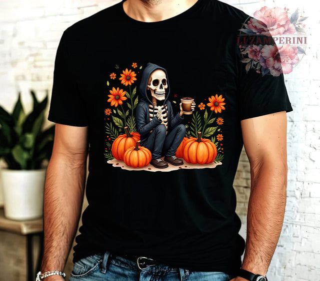 Skeleton PNG, Halloween Coffee, Fall Decor, Digital Download, Sublimation Art, Coffee Lover PNG, Halloween Graphics, Spooky Season Sublimation Li Zamperini 