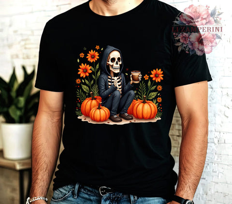 Skeleton PNG, Halloween Coffee, Fall Decor, Digital Download, Sublimation Art, Coffee Lover PNG, Halloween Graphics, Spooky Season Sublimation Li Zamperini 