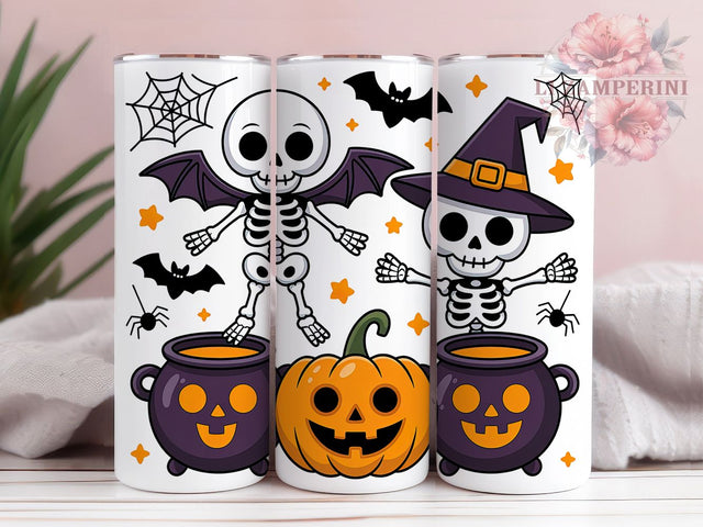 Skeleton Pumpkin Bat Halloween Tumbler, Skeleton Pumpkin Wrap, Cute Bat Design, Spooky Cup Sublimation, Halloween Drinkware, 20oz Tumbler Wrap, Fall Halloween Design Sublimation Li Zamperini 