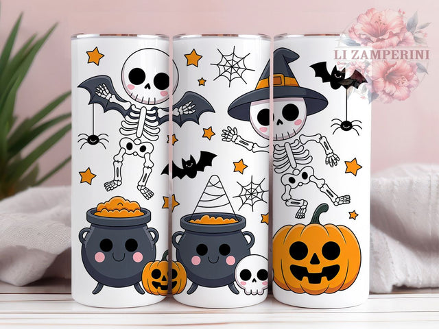Skeleton Pumpkin Bat Halloween Tumbler, Skeleton Pumpkin Wrap, Cute Bat Design, Spooky Cup Sublimation, Halloween Drinkware, 20oz Tumbler Wrap, Fall Halloween Design Sublimation Li Zamperini 