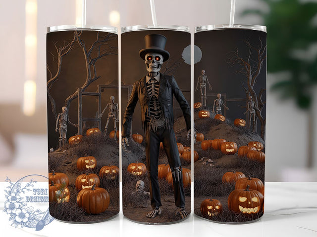 Skeleton Pumpkin Halloween Tumbler Wrap, Halloween Wrap Design, 20oz Sublimation Cup, Spooky Fall Drinkware, Creepy Cute Skeleton Wrap, Jack-o'-Lantern Tumbler Sleeve, Haunted Autumn Cup Sublimation ToriDesigns 