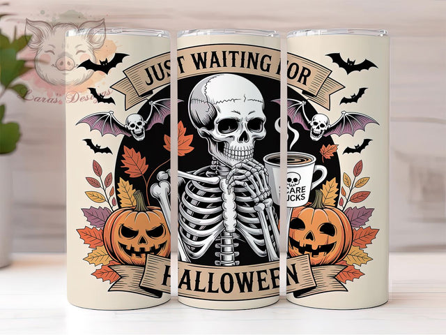 Skeleton Pumpkin Halloween Tumbler Wrap, Pumpkin Halloween Tumbler Design, Funny Skeleton Sublimation Wrap, Spooky Coffee Lover Tumbler, Autumn Jack O Lantern Tumbler Sublimation Lara' s Designs 