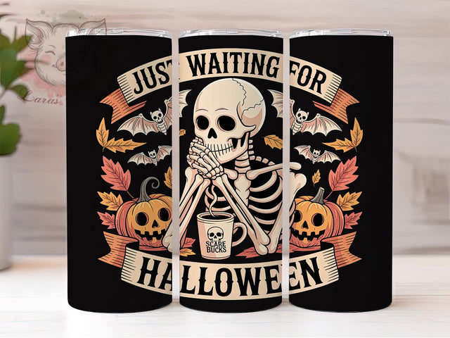 Skeleton Pumpkin Halloween Tumbler Wrap, Pumpkin Halloween Tumbler Design, Funny Skeleton Sublimation Wrap, Spooky Coffee Lover Tumbler, Autumn Jack O Lantern Tumbler Sublimation Lara' s Designs 