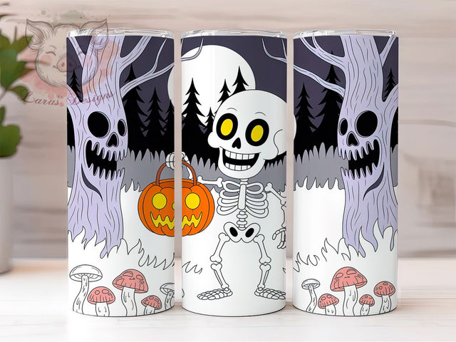 Skeleton Pumpkin Spooky Halloween Tumbler Wrap, Skeleton Pumpkin Design, Spooky Season Tumbler, 20oz Sublimation Wrap, Fall Halloween Drinkware, Creepy Cute Tumbler, Autumn Skeleton Wrap Sublimation Lara' s Designs 