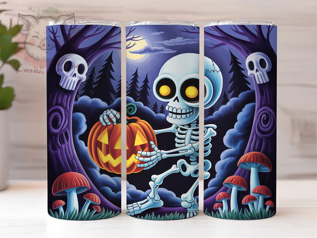 Skeleton Pumpkin Spooky Halloween Tumbler Wrap, Skeleton Pumpkin Design, Spooky Season Tumbler, 20oz Sublimation Wrap, Fall Halloween Drinkware, Creepy Cute Tumbler, Autumn Skeleton Wrap Sublimation Lara' s Designs 