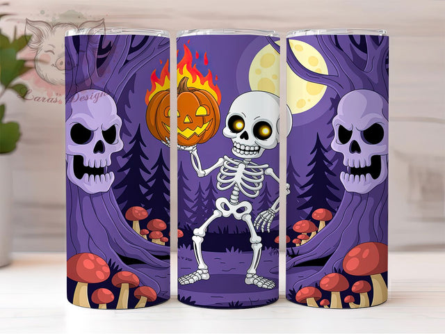 Skeleton Pumpkin Spooky Halloween Tumbler Wrap, Skeleton Pumpkin Design, Spooky Season Tumbler, 20oz Sublimation Wrap, Fall Halloween Drinkware, Creepy Cute Tumbler, Autumn Skeleton Wrap Sublimation Lara' s Designs 
