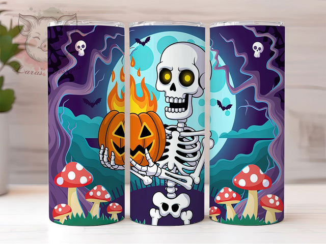Skeleton Pumpkin Spooky Season Tumbler, Spooky Season Wrap, Halloween Tumbler Design, 20oz Sublimation Cup, Pumpkin Skeleton Cup, Creepy Halloween Gift, Gothic Pumpkin Tumbler Sublimation Lara' s Designs 