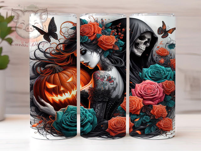 Skeleton Queen Gothic Fall Tumbler Wrap, Skeleton Queen Tumbler, 20oz Skinny Tumbler, Dark Queen Png, Spooky Season Tumbler, Halloween Sublimation, Tumbler Design Download Sublimation Lara' s Designs 