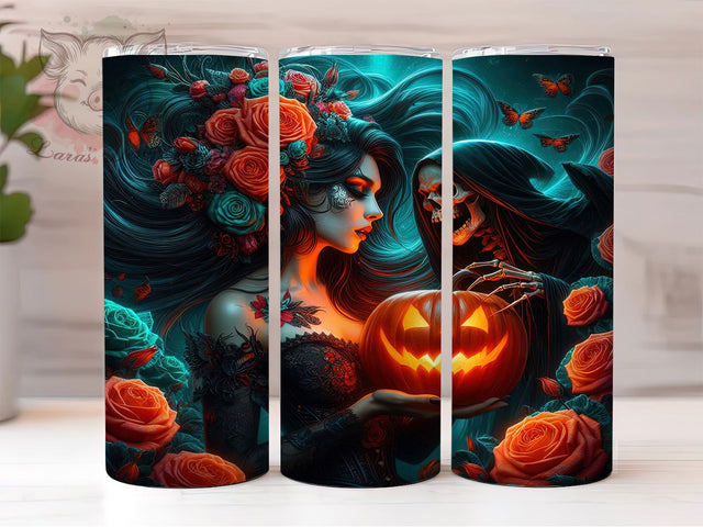 Skeleton Queen Gothic Fall Tumbler Wrap, Skeleton Queen Tumbler, 20oz Skinny Tumbler, Dark Queen Png, Spooky Season Tumbler, Halloween Sublimation, Tumbler Design Download Sublimation Lara' s Designs 