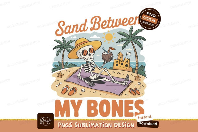 Skeleton Relaxing Beach Vacation Tropical Drink image Sublimation Designangry 